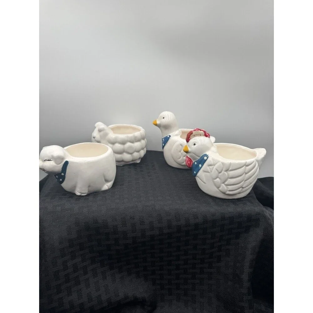 Set Of 4 Small Vintage Planters
